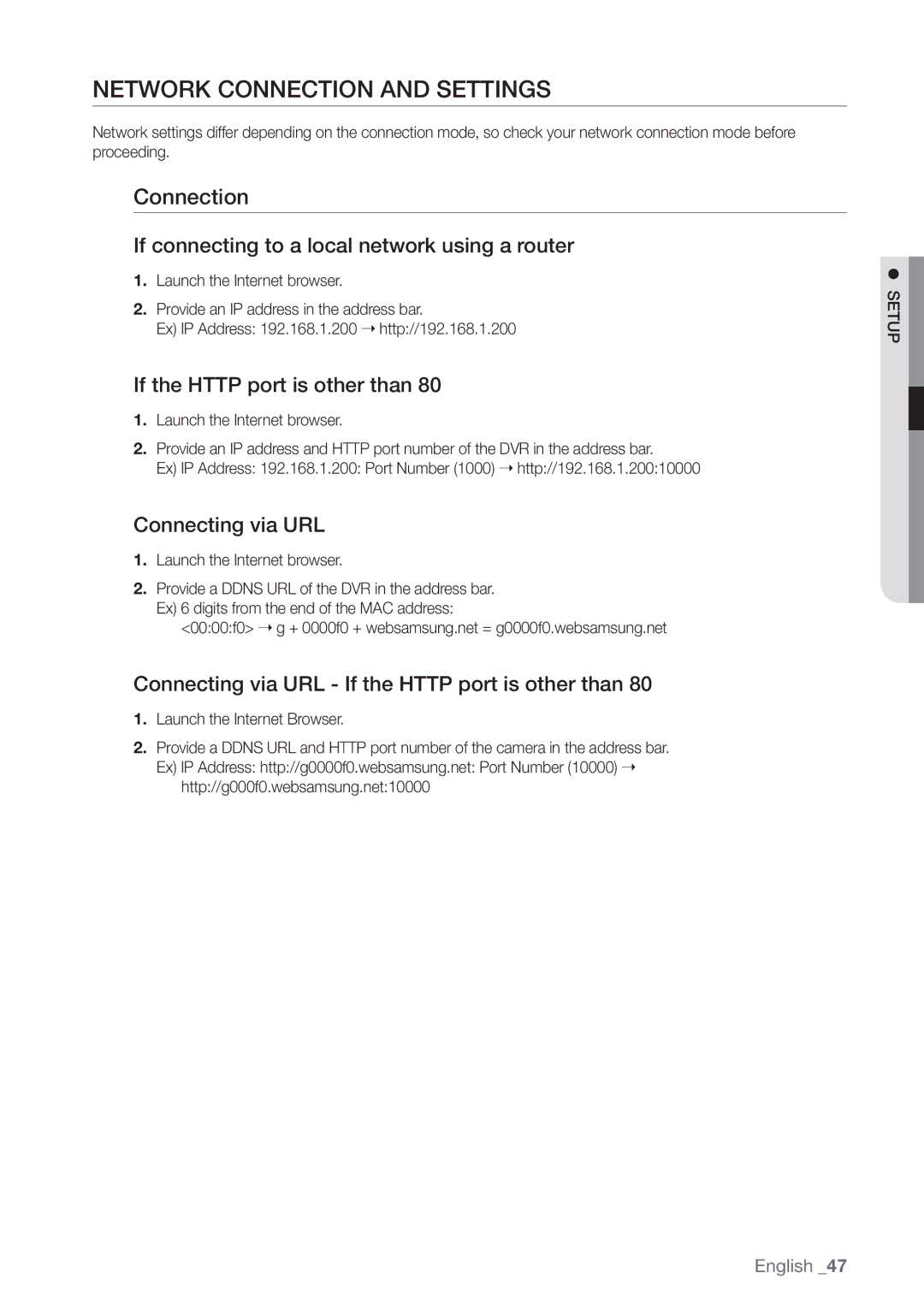 Samsung SHR-3040P manual Network Connection and Settings 