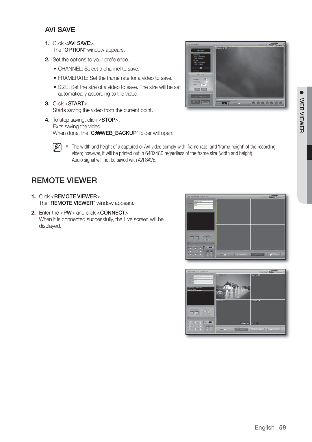 Samsung SHR-3040P manual Remote Viewer, When done, the ‘C WEBBACKUP’ folder will open 