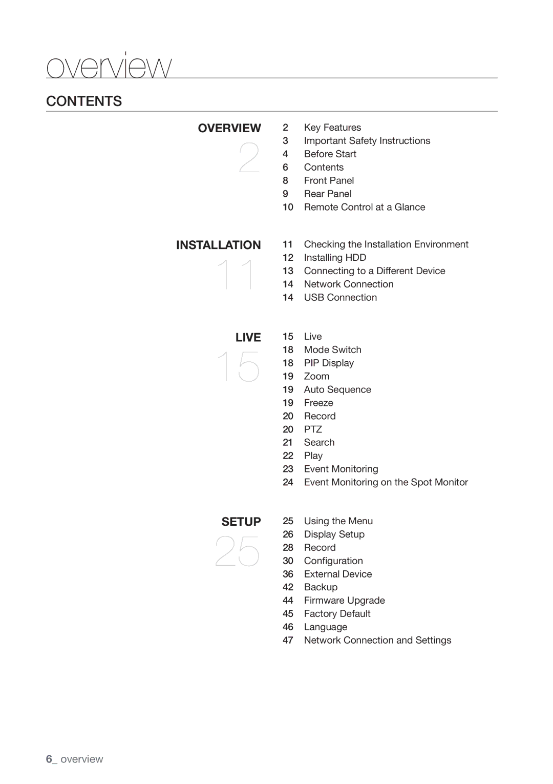 Samsung SHR-3040P manual Contents 