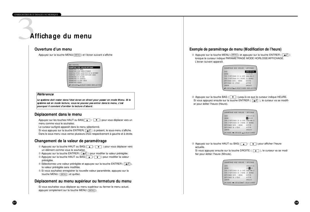 Samsung SHR-4040P manual 3Affichage du menu 