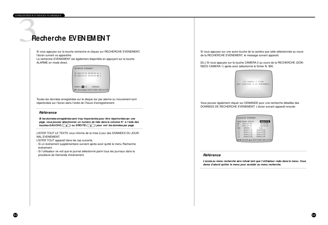 Samsung SHR-4040P manual 3Recherche Evenement, NAL Evenement 