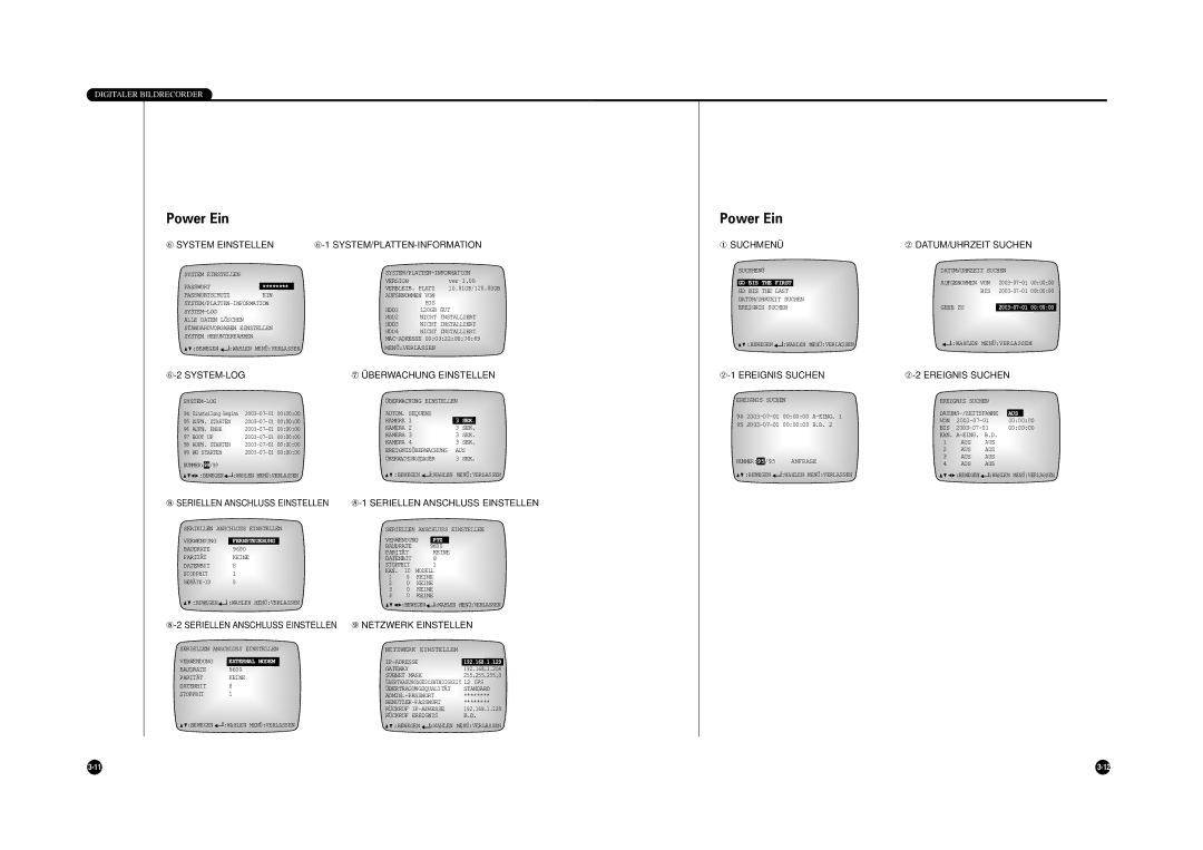 Samsung SHR-4040P manual ➅ System Einstellen ➅-1 SYSTEM/PLATTEN-INFORMATION 