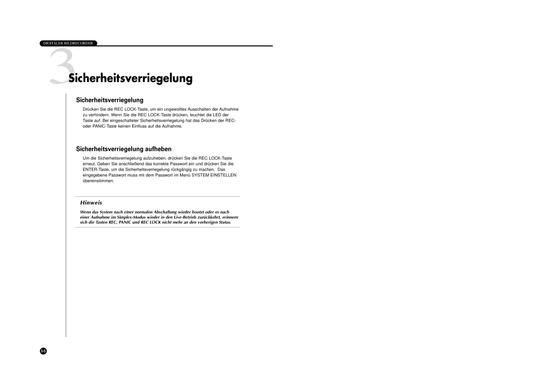 Samsung SHR-4040P manual 3Sicherheitsverriegelung, Sicherheitsverriegelung aufheben 