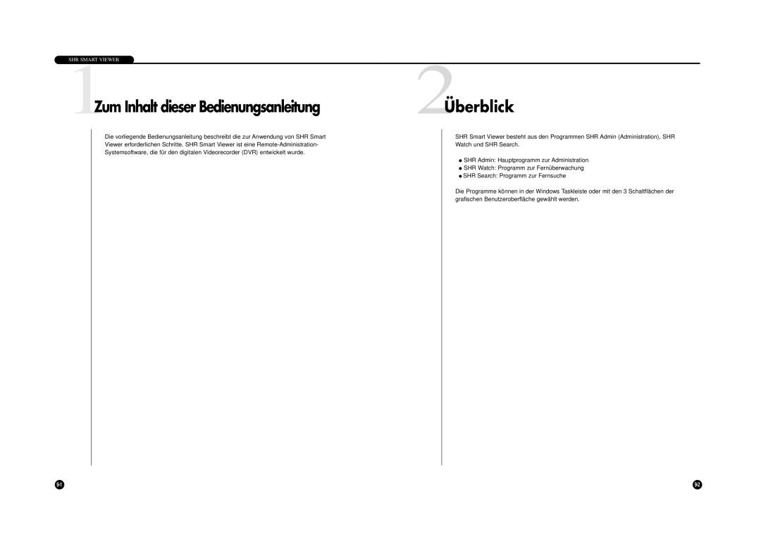 Samsung SHR-4040P manual 2Überblick, 1Zum Inhalt dieser Bedienungsanleitung 