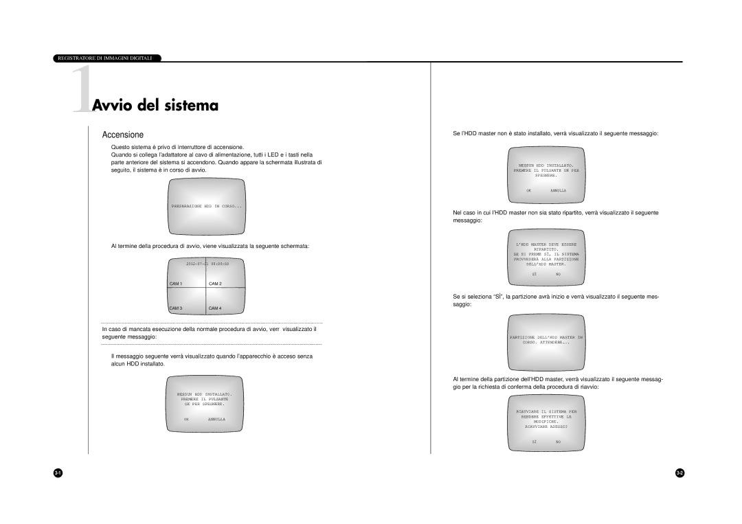 Samsung SHR-4040P manual 1Avvio del sistema, Accensione 