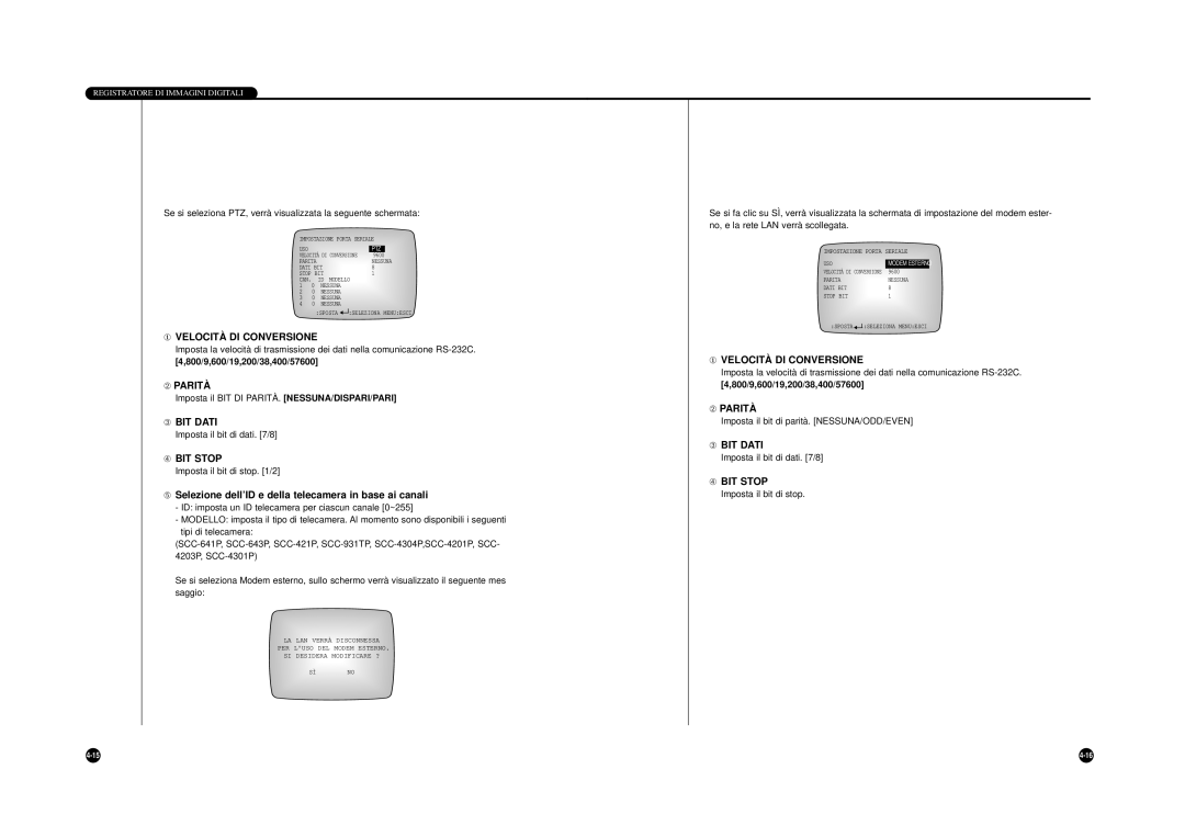 Samsung SHR-4040P manual ➄ Selezione dell’ID e della telecamera in base ai canali 