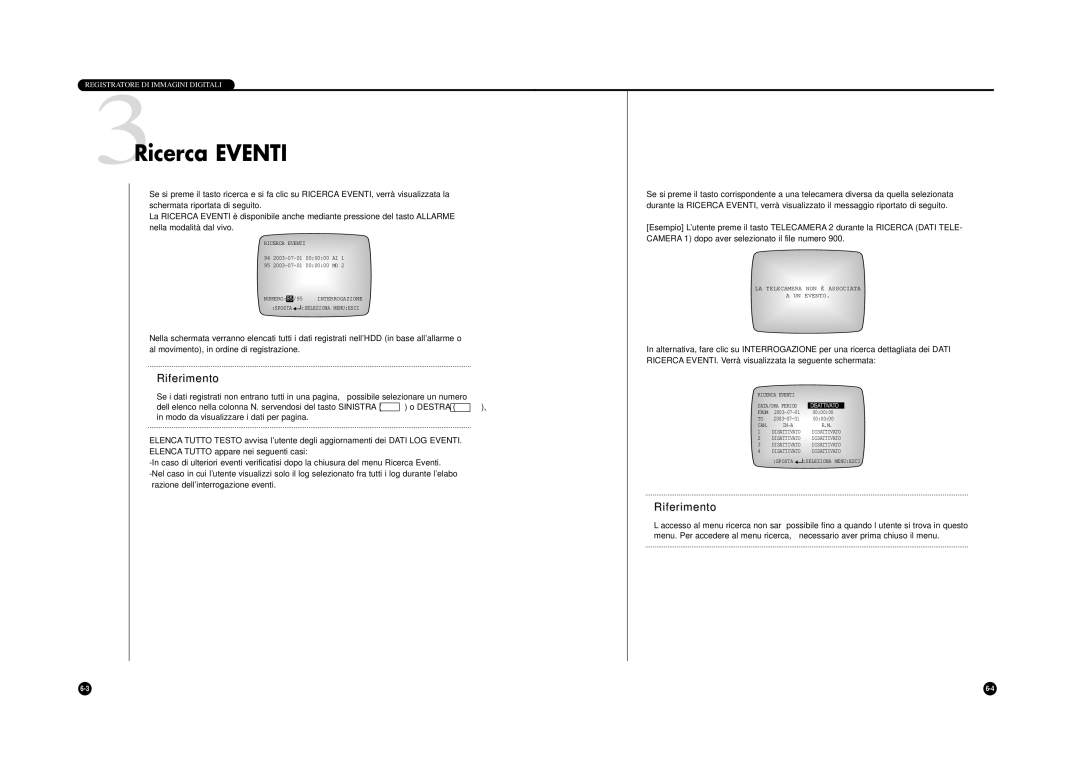 Samsung SHR-4040P manual 3Ricerca Eventi, Disattivato 