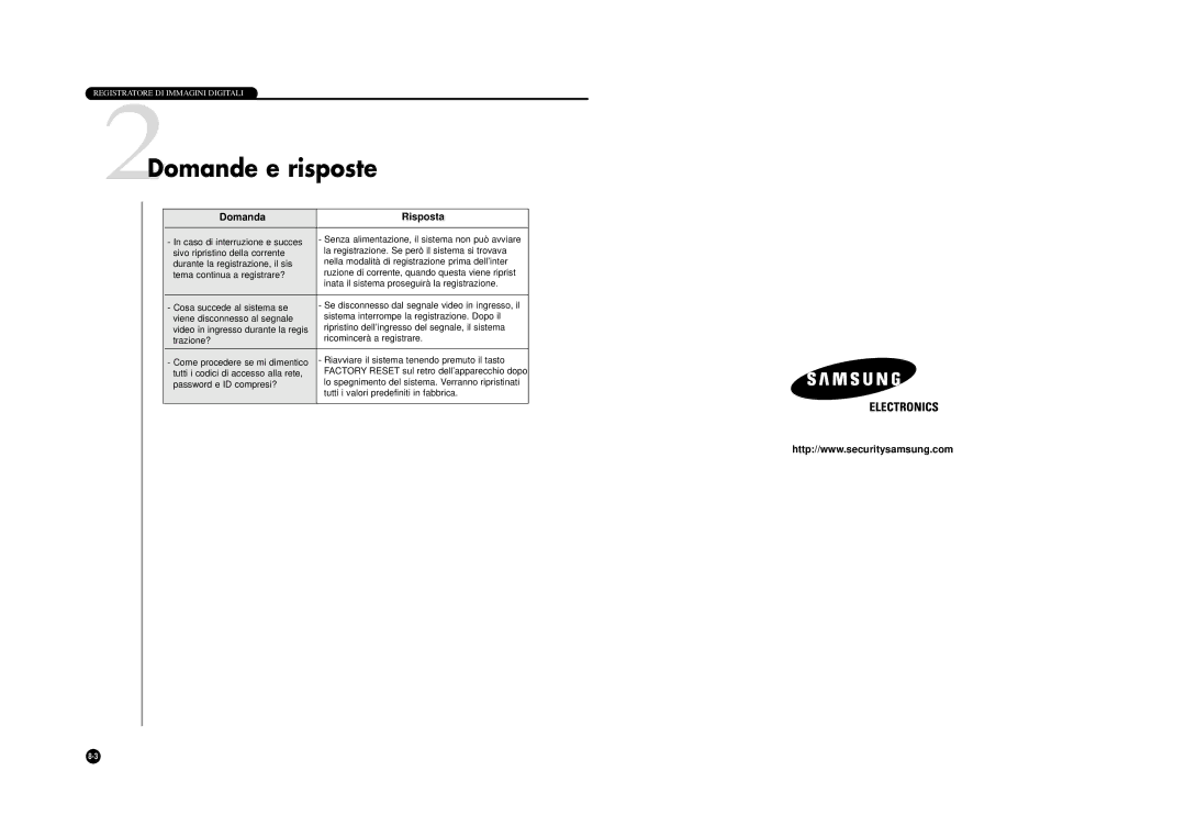 Samsung SHR-4040P manual 2Domande e risposte, Domanda Risposta 