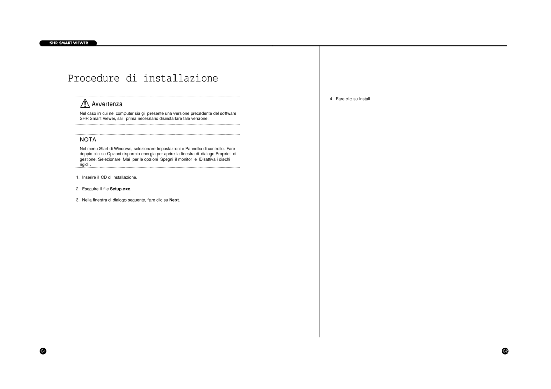 Samsung SHR-4040P manual 1Procedure di installazione, Nota 