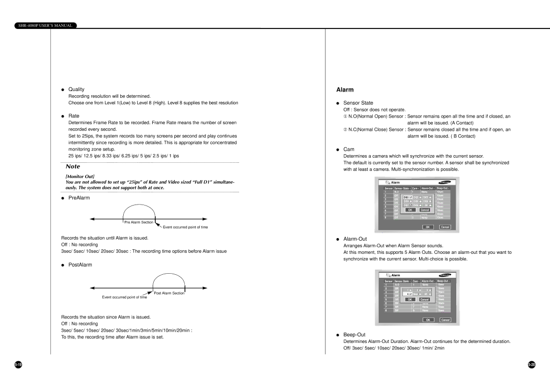 Samsung SHR-4080P manual Alarm 