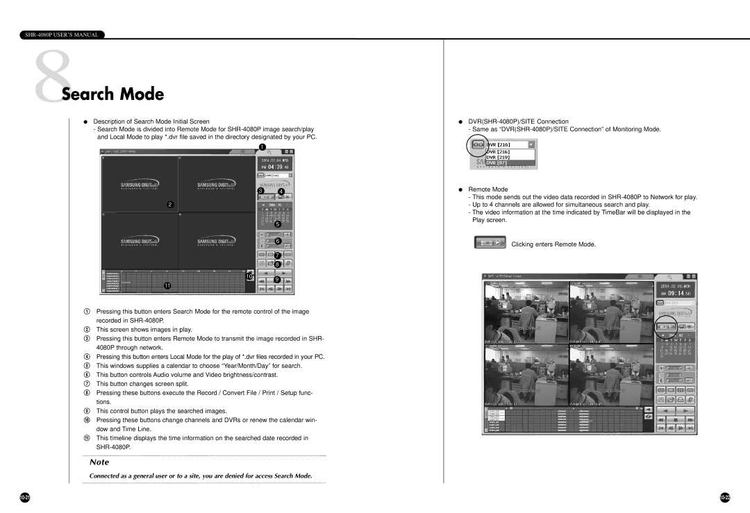 Samsung SHR-4080P manual 8Search Mode 