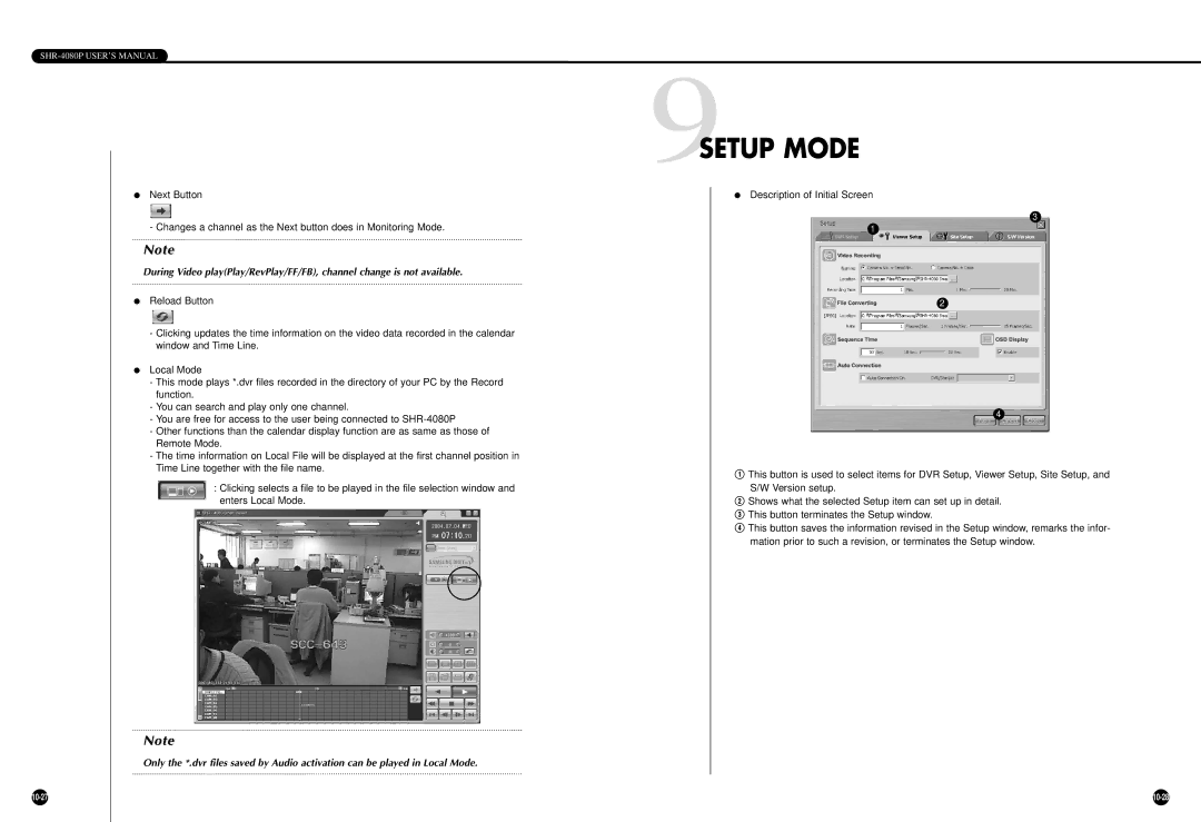 Samsung SHR-4080P manual 9SETUP Mode 