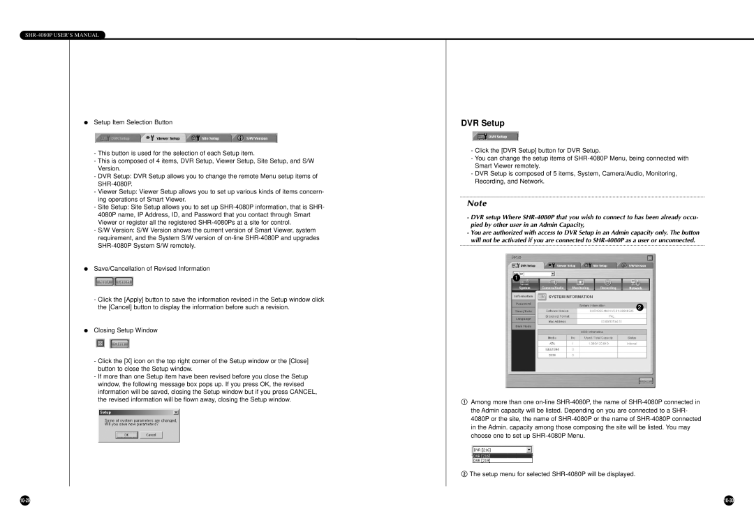 Samsung SHR-4080P manual DVR Setup 