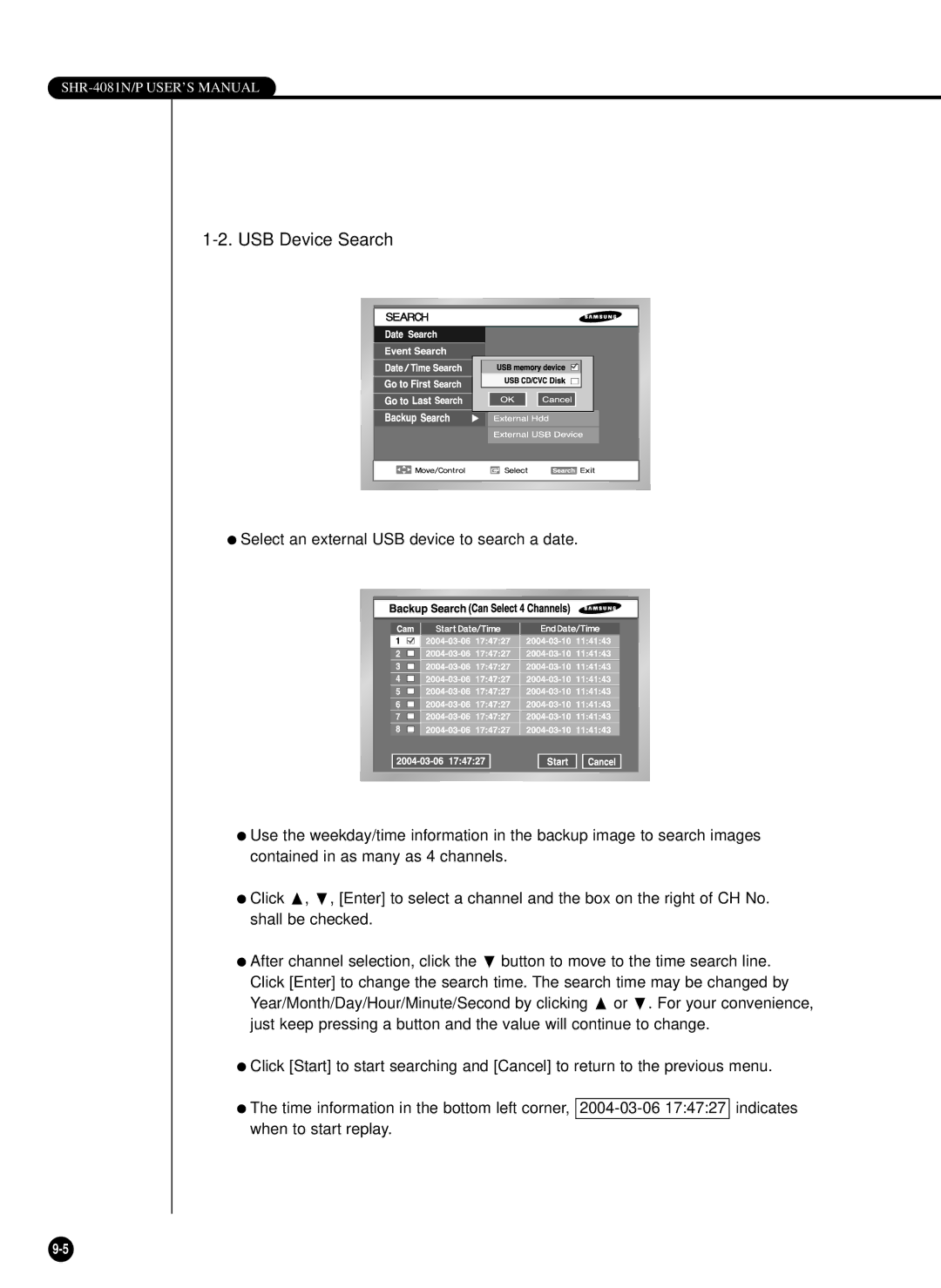 Samsung SHR-4081P manual USB Device Search 