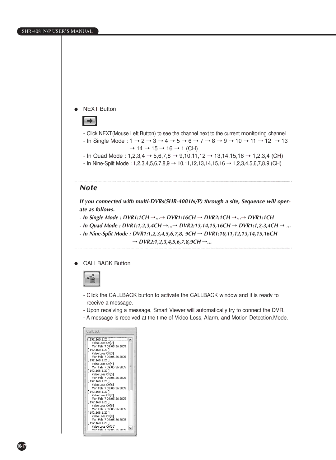 Samsung SHR-4081P manual Next Button 