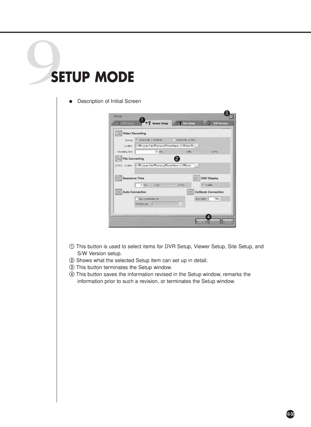 Samsung SHR-4081P manual 9SETUP Mode 