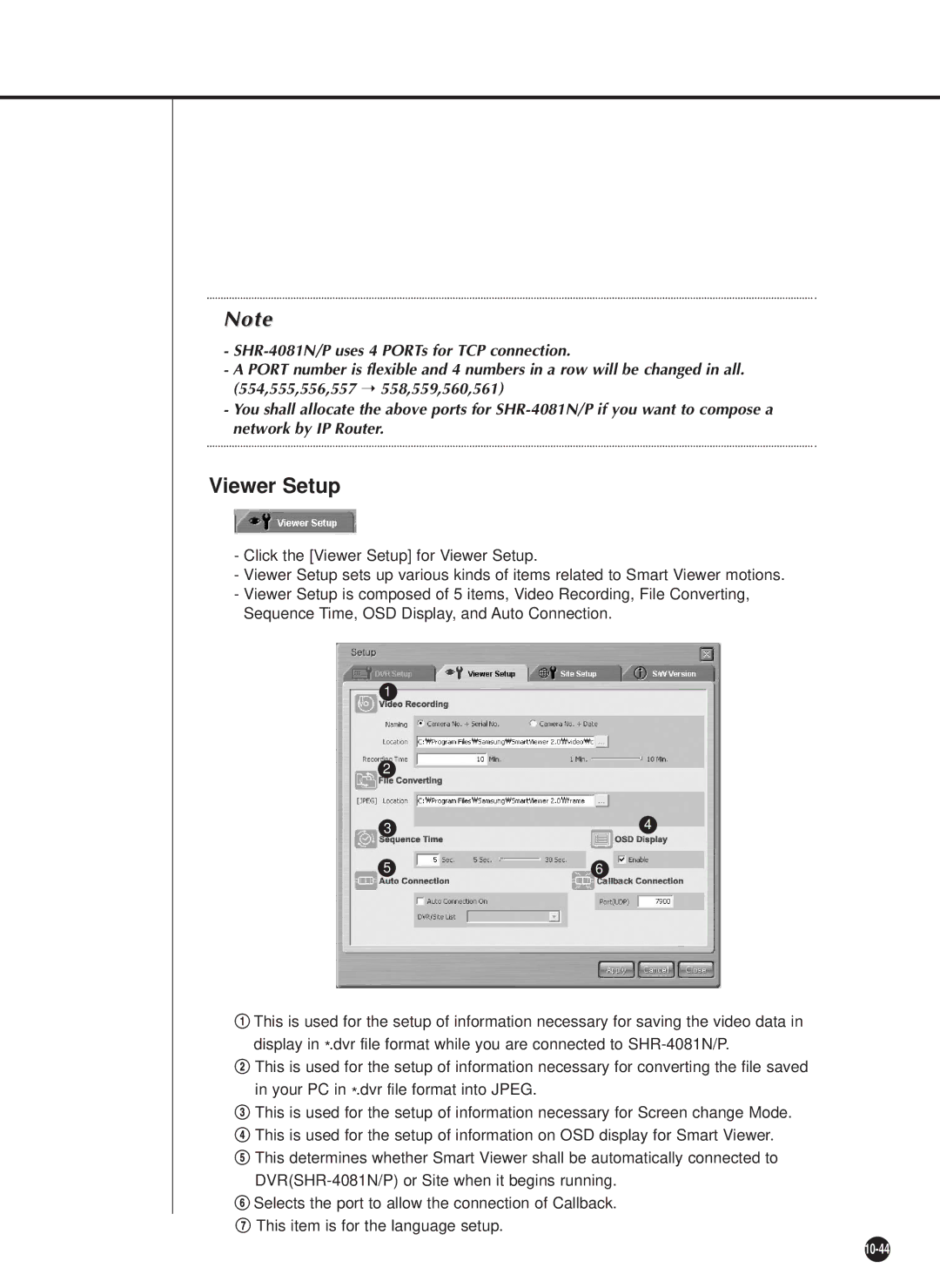 Samsung SHR-4081P manual Viewer Setup 