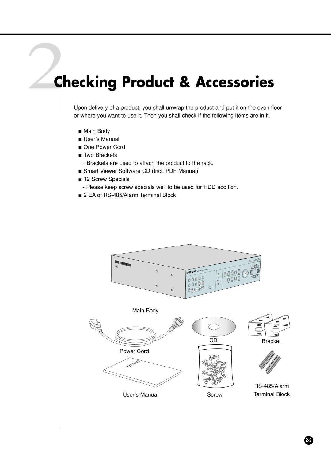 Samsung SHR-4081P manual 2Checking Product & Accessories 