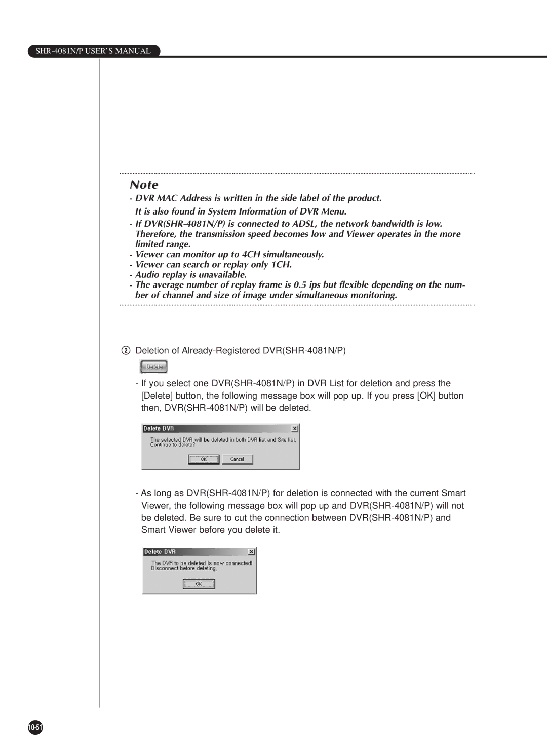 Samsung SHR-4081P manual 10-51 