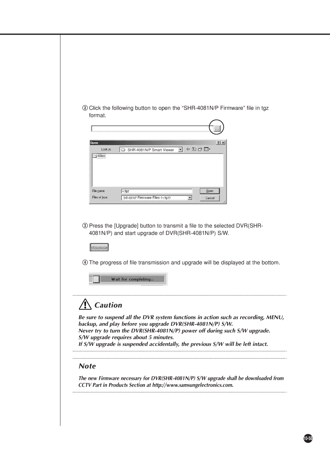 Samsung SHR-4081P manual 10-58 