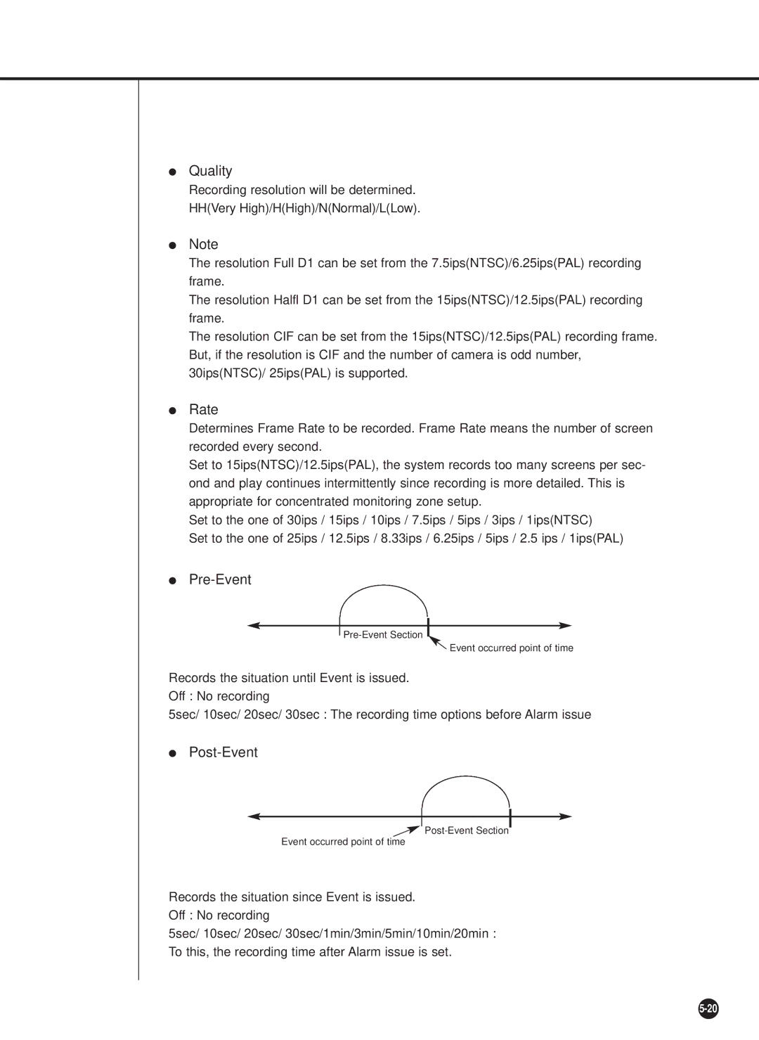 Samsung SHR-4081P manual Quality, Pre-Event, Post-Event 