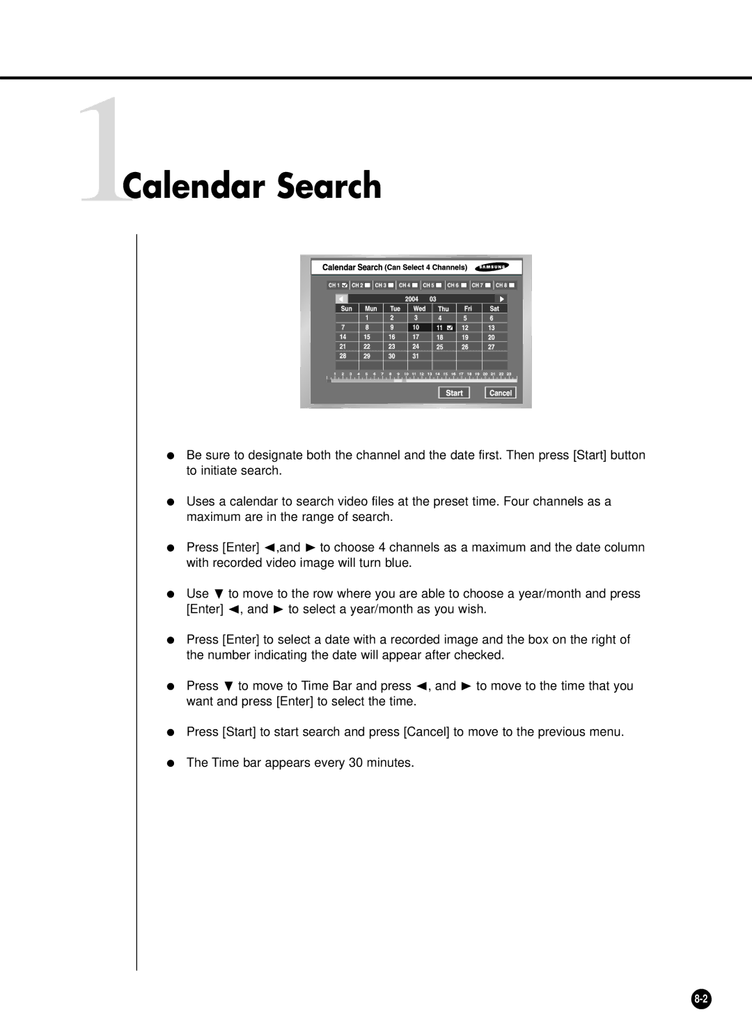 Samsung SHR-4081P manual 1Calendar Search 