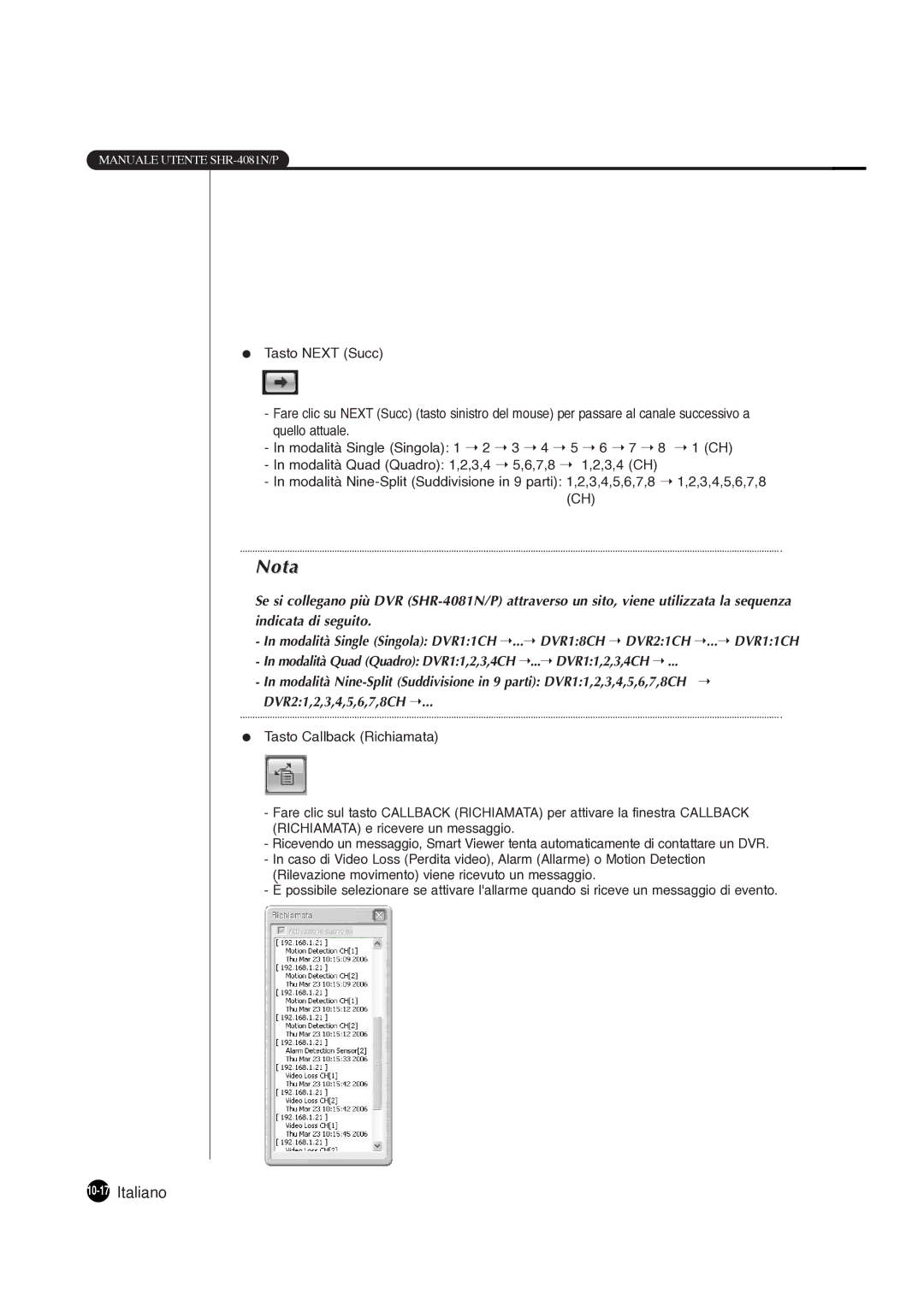 Samsung SHR-4081P manual 10-17Italiano 