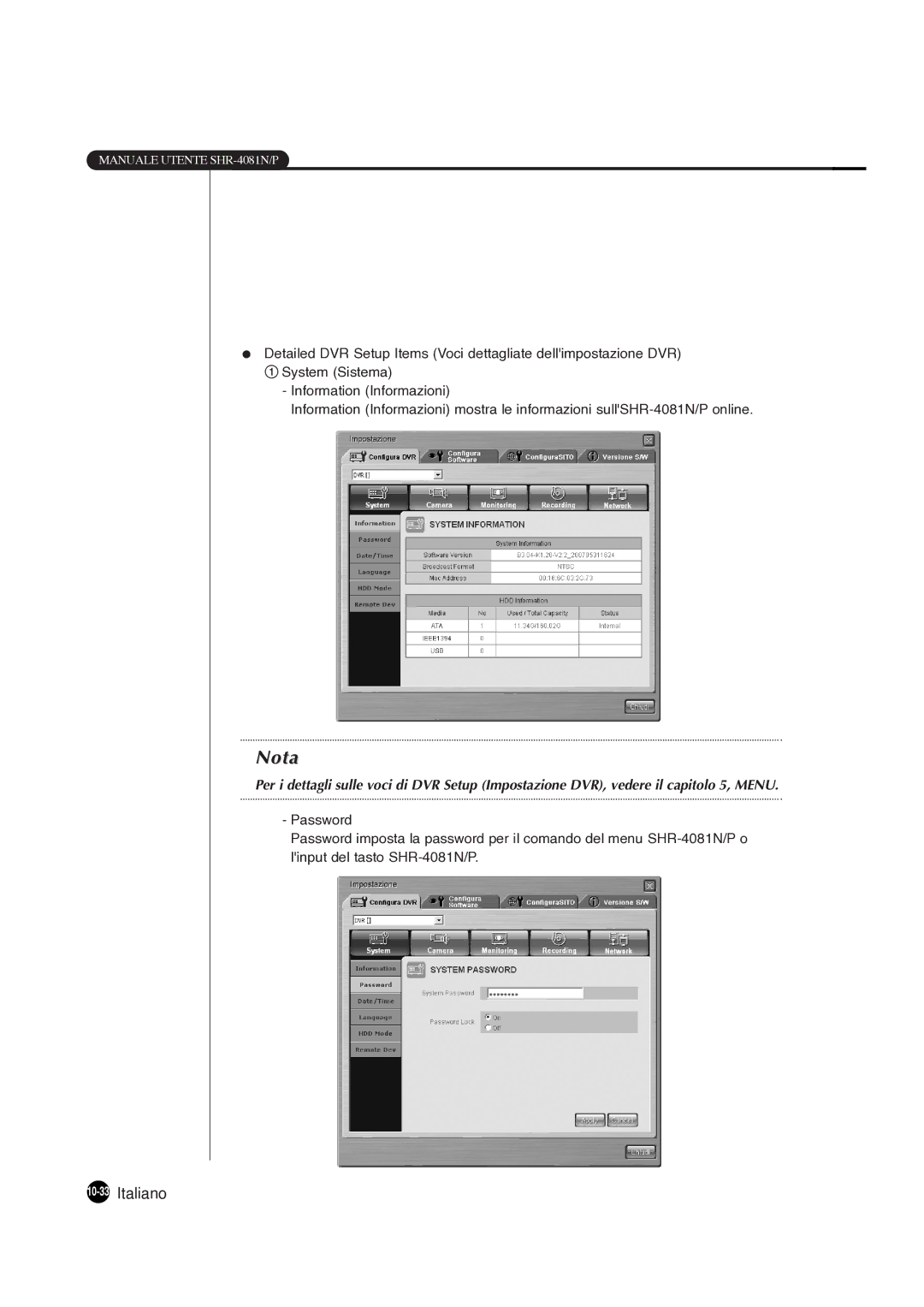 Samsung SHR-4081P manual 10-33Italiano 