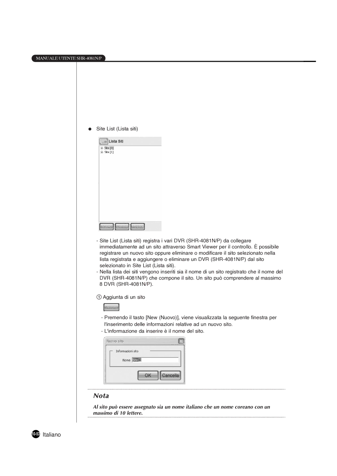 Samsung SHR-4081P manual 10-53Italiano 