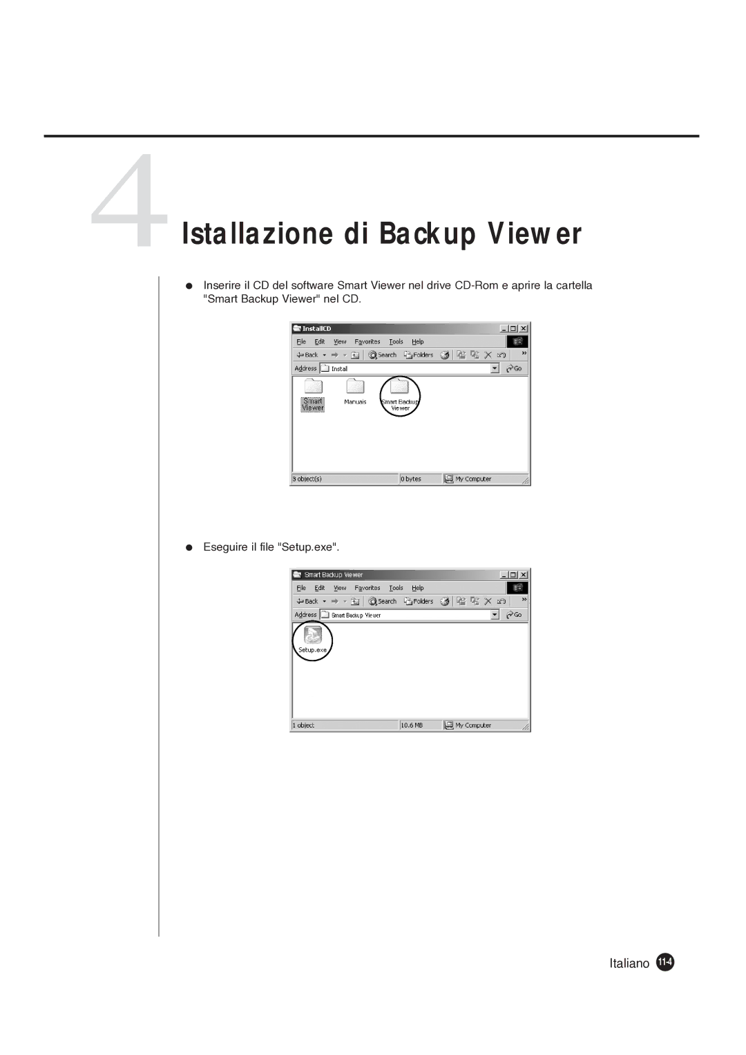 Samsung SHR-4081P manual 4Istallazione di Backup Viewer 