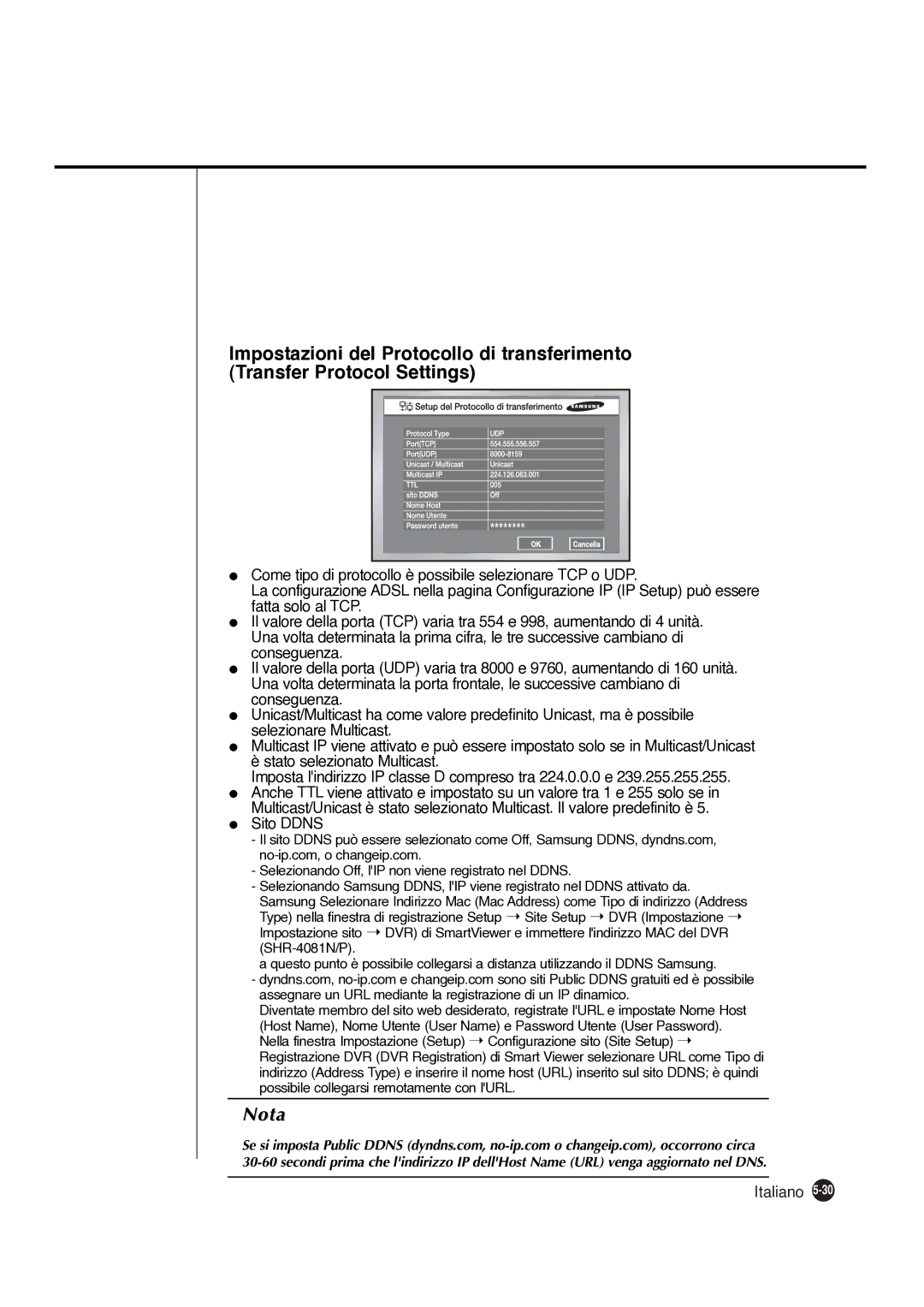 Samsung SHR-4081P manual Sito Ddns 