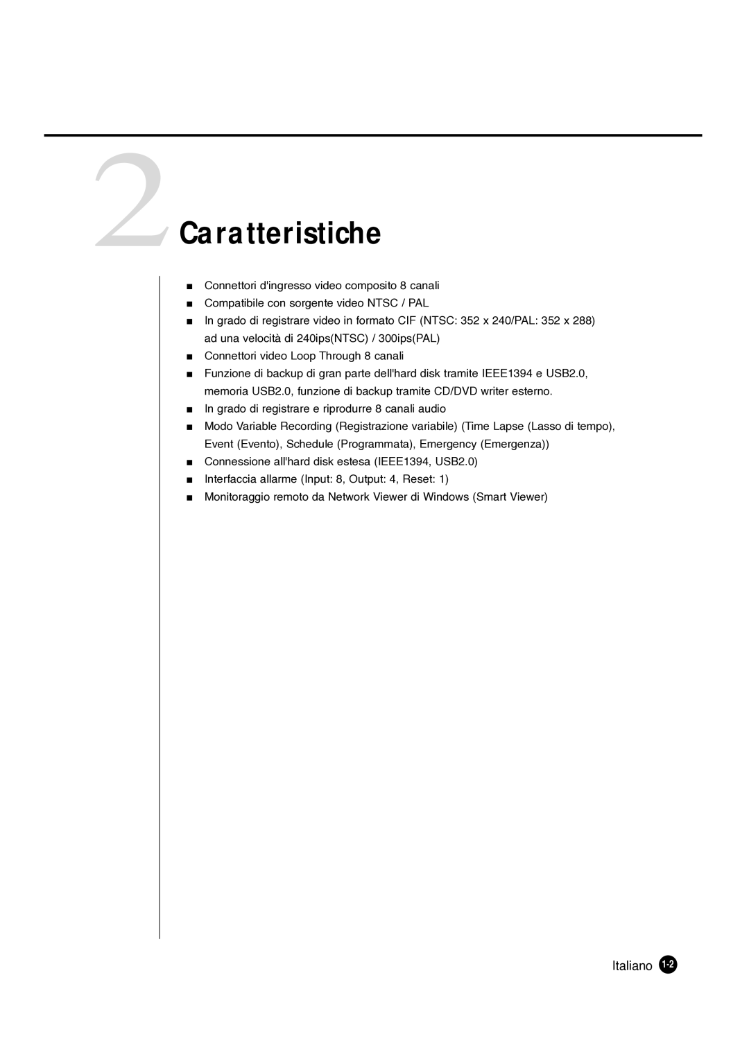 Samsung SHR-4081P manual 2Caratteristiche, Italiano 