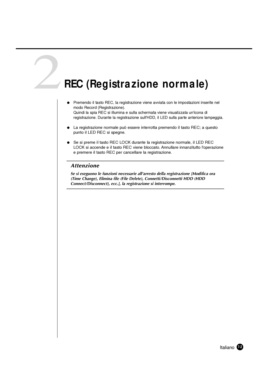 Samsung SHR-4081P manual 2REC Registrazione normale, Italiano 