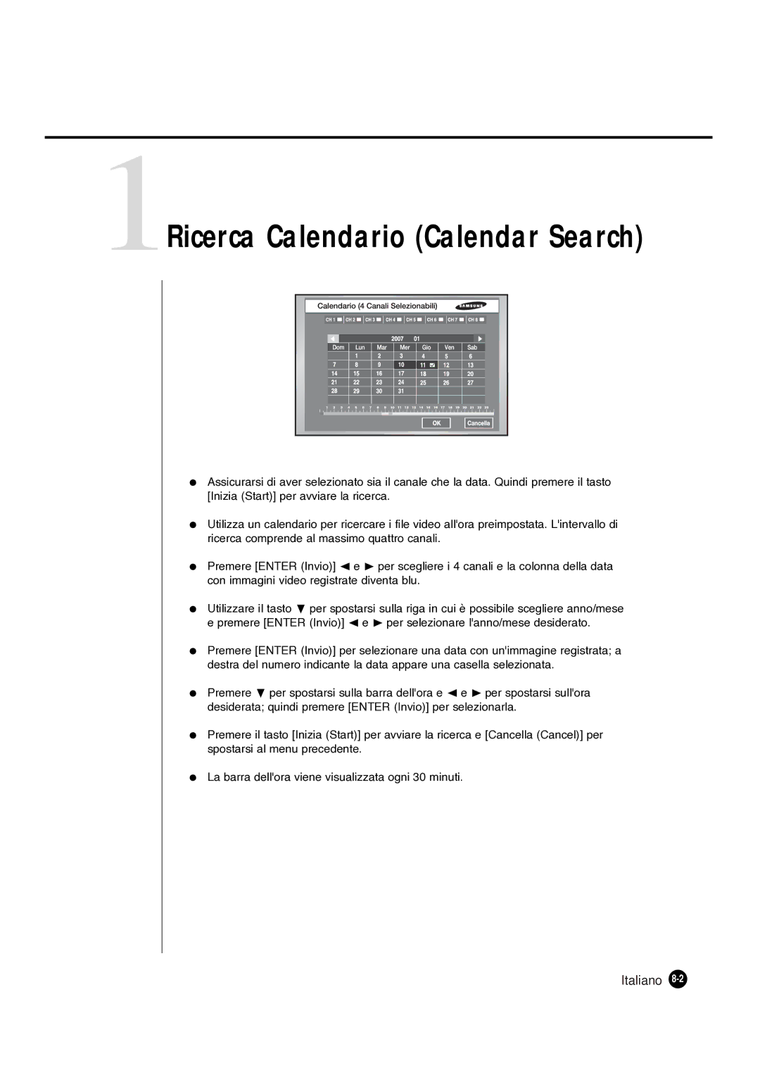 Samsung SHR-4081P manual 1Ricerca Calendario Calendar Search 