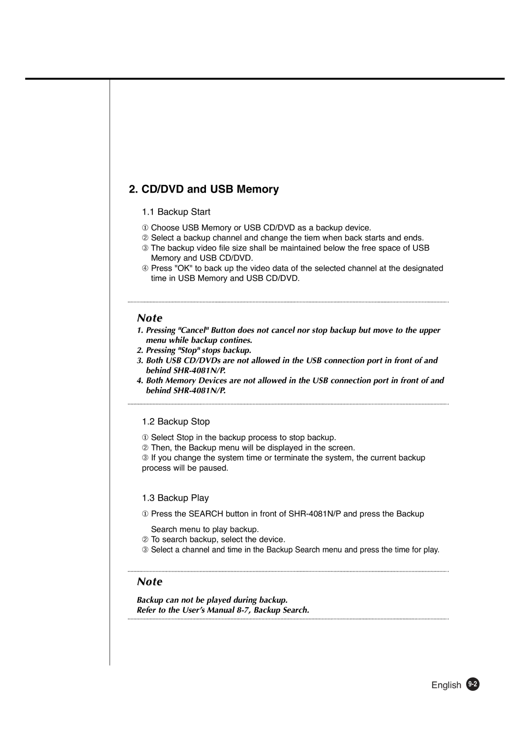 Samsung SHR-4081P manual CD/DVD and USB Memory, English 