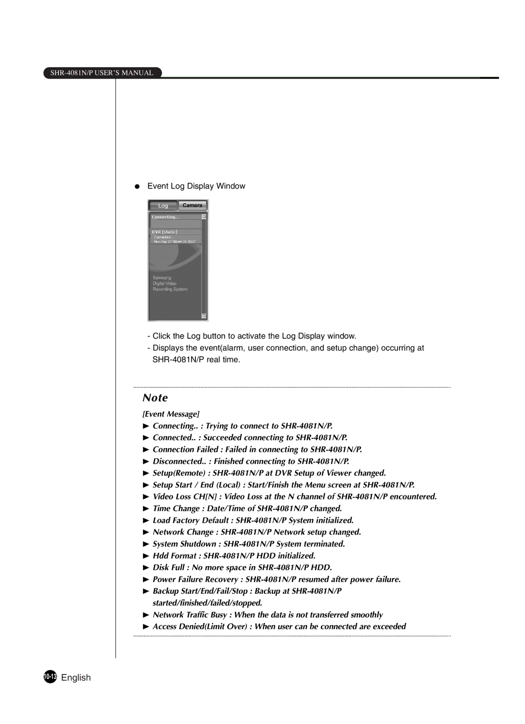 Samsung SHR-4081P manual 10-13English 