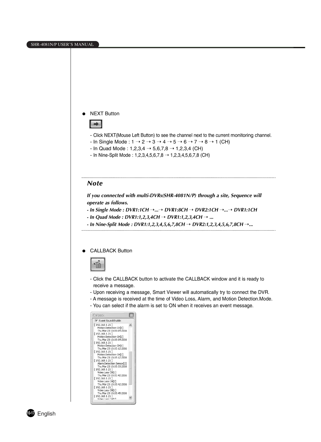 Samsung SHR-4081P manual 10-17English 