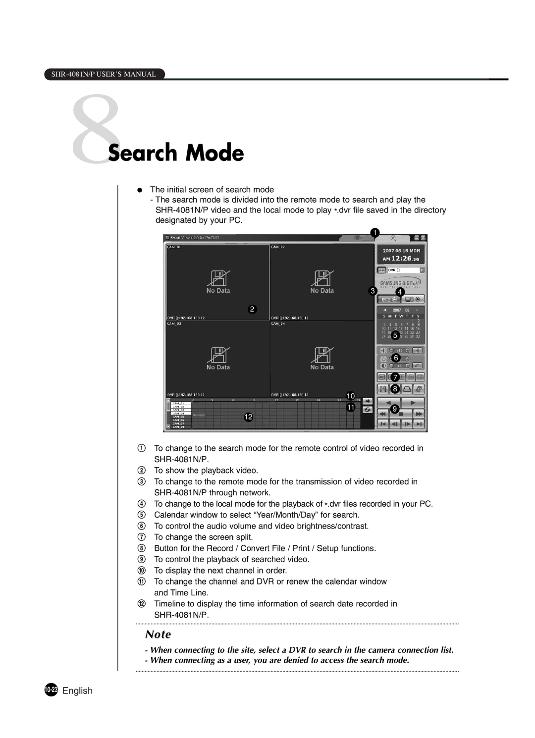 Samsung SHR-4081P manual 8Search Mode, 10-23English 