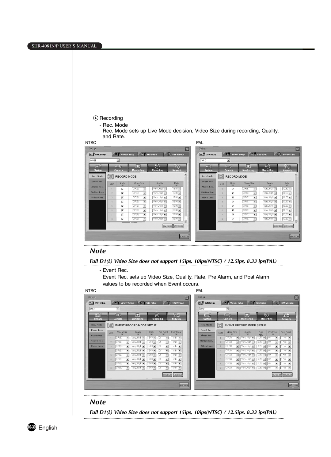 Samsung SHR-4081P manual 10-39English 