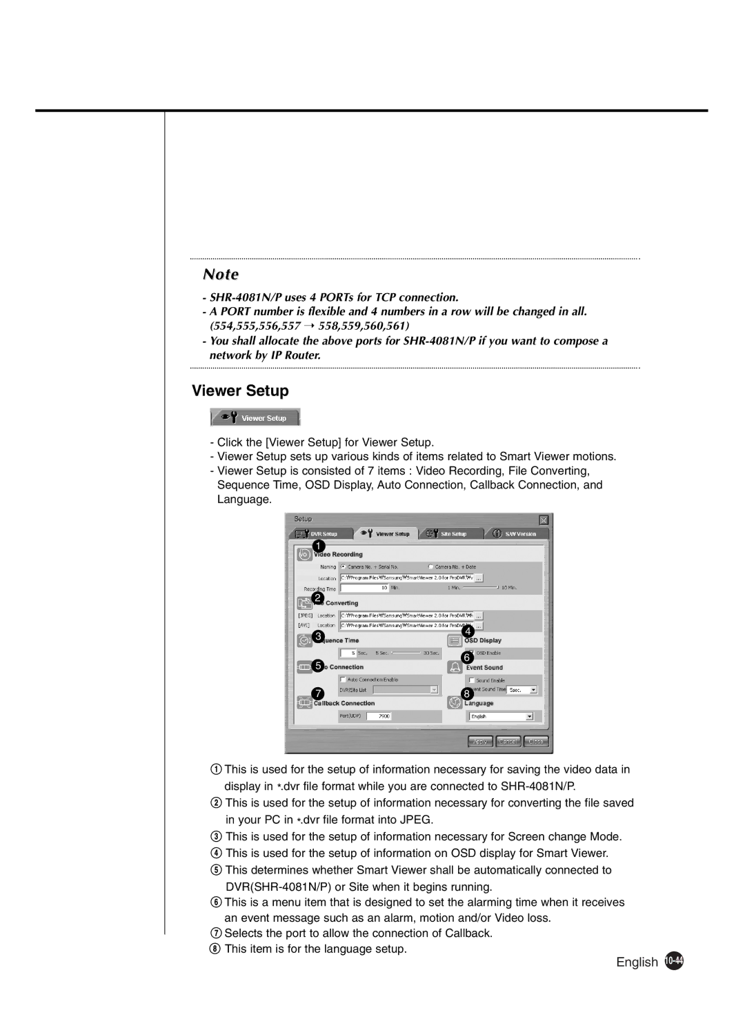 Samsung SHR-4081P manual Viewer Setup 