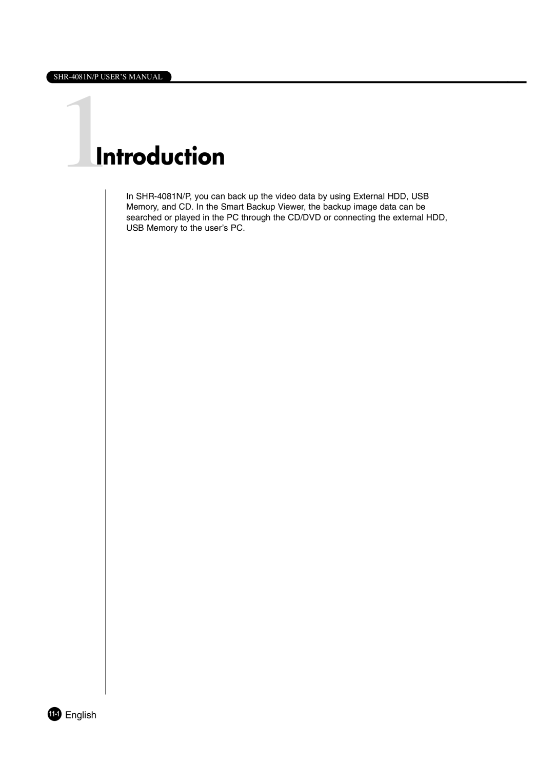 Samsung SHR-4081P manual 1Introduction, 11-1English 