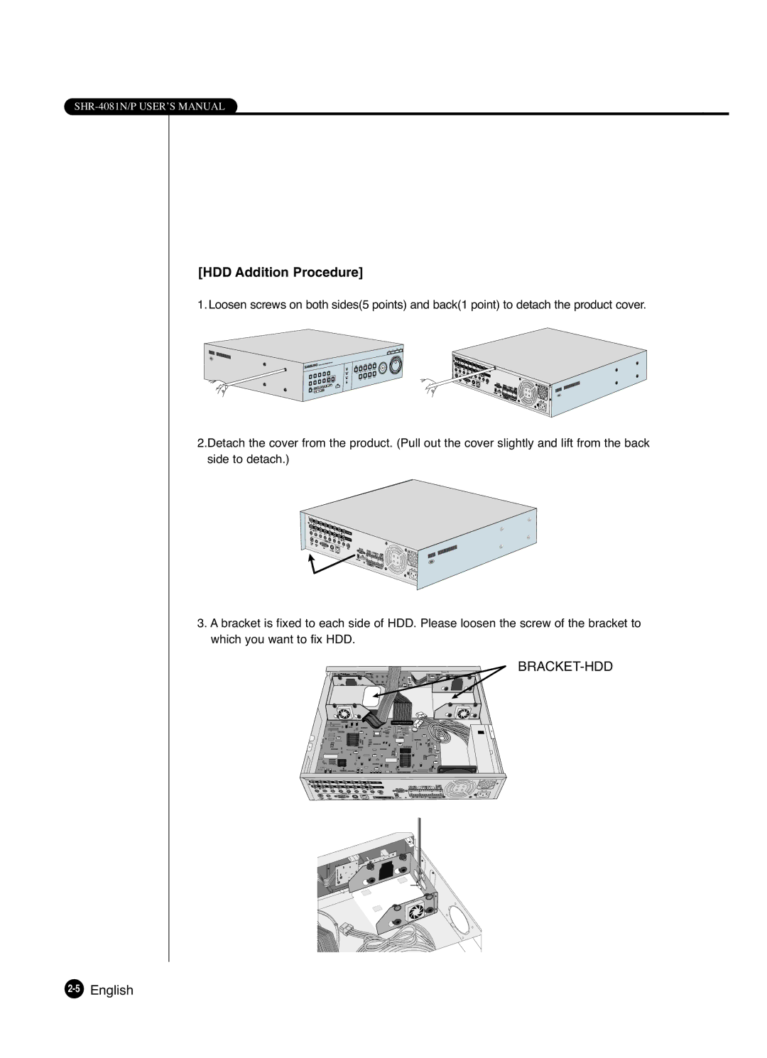 Samsung SHR-4081P manual HDD Addition Procedure 