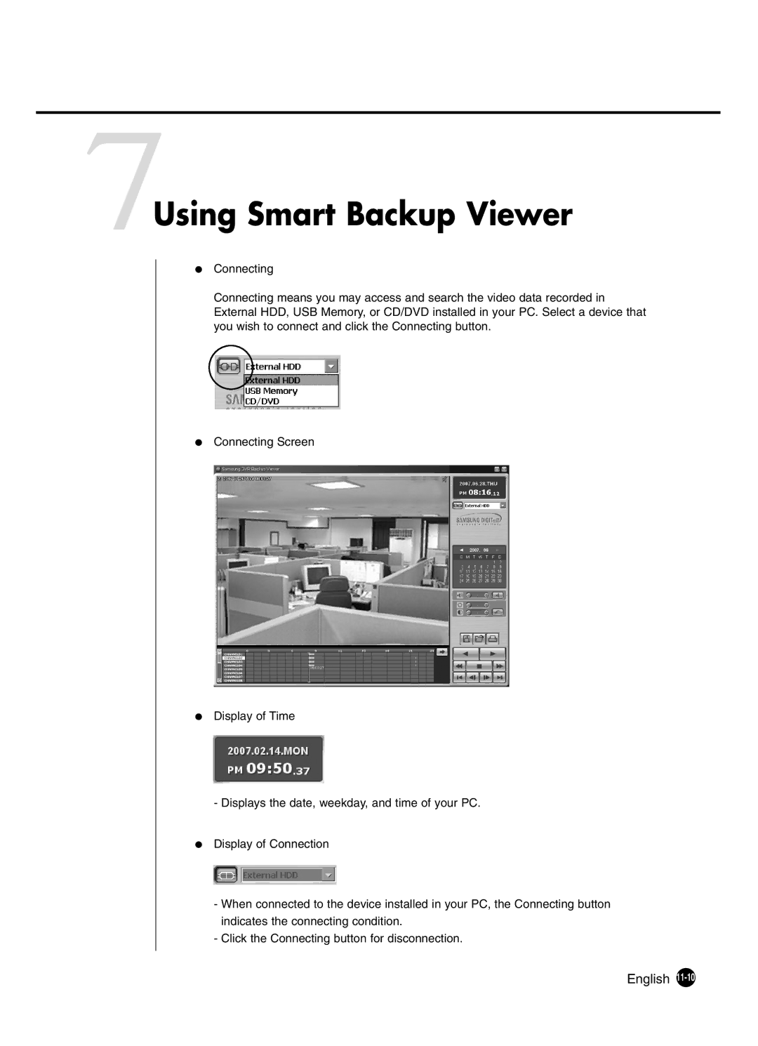 Samsung SHR-4081P manual 7Using Smart Backup Viewer 