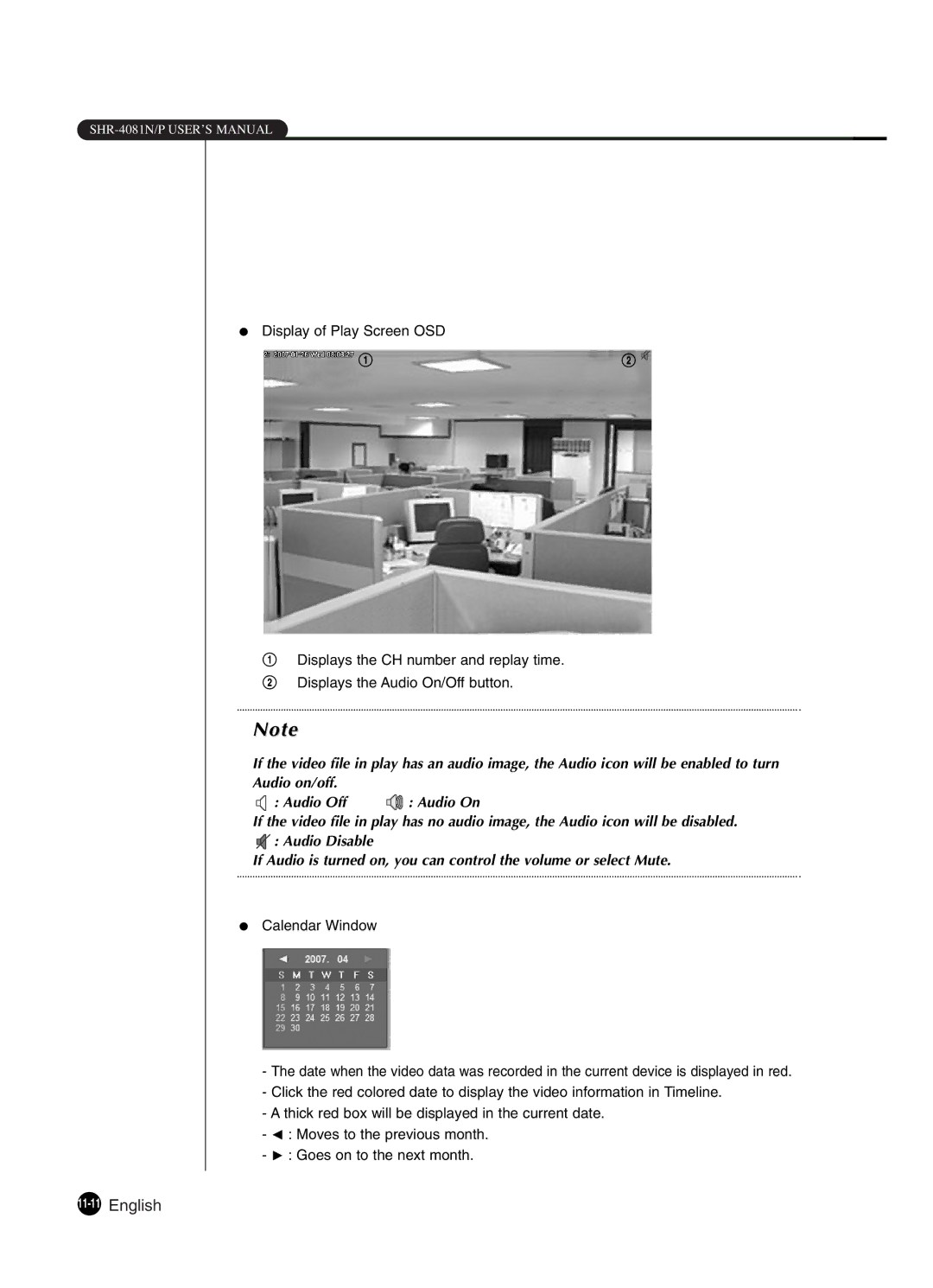 Samsung SHR-4081P manual 11-11English 