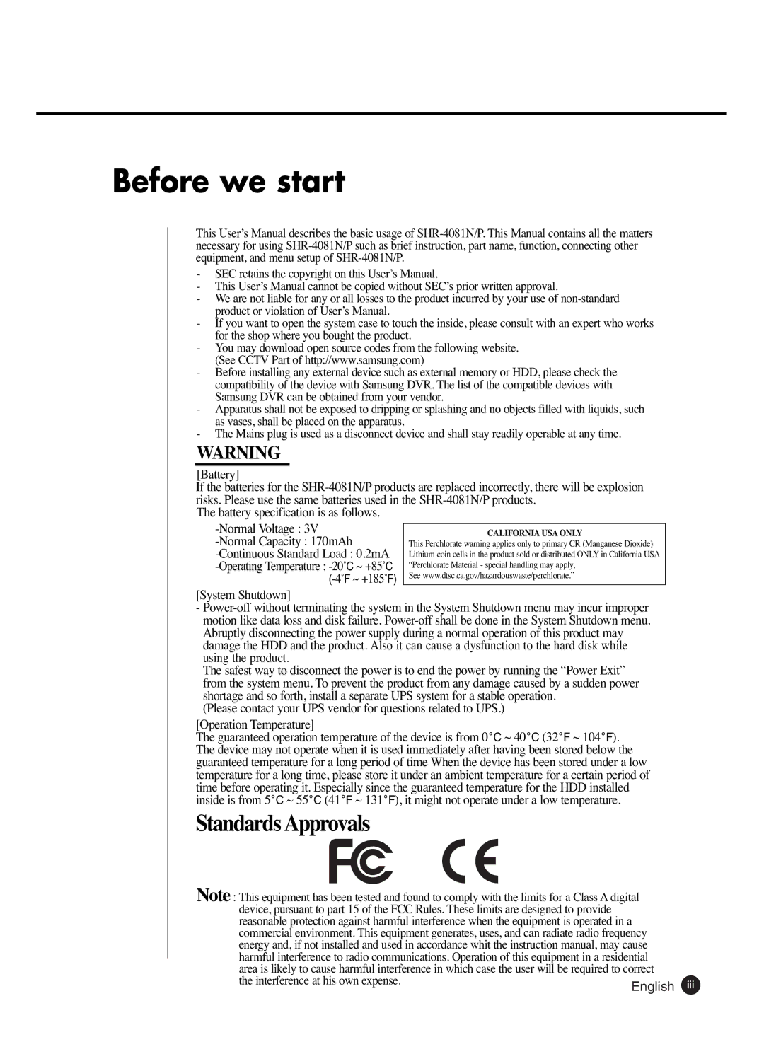 Samsung SHR-4081P manual Before we start, English 