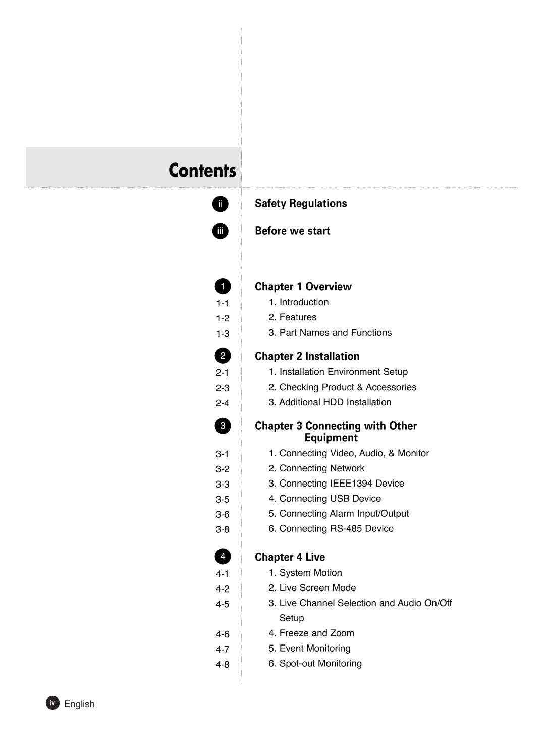 Samsung SHR-4081P manual Contents 