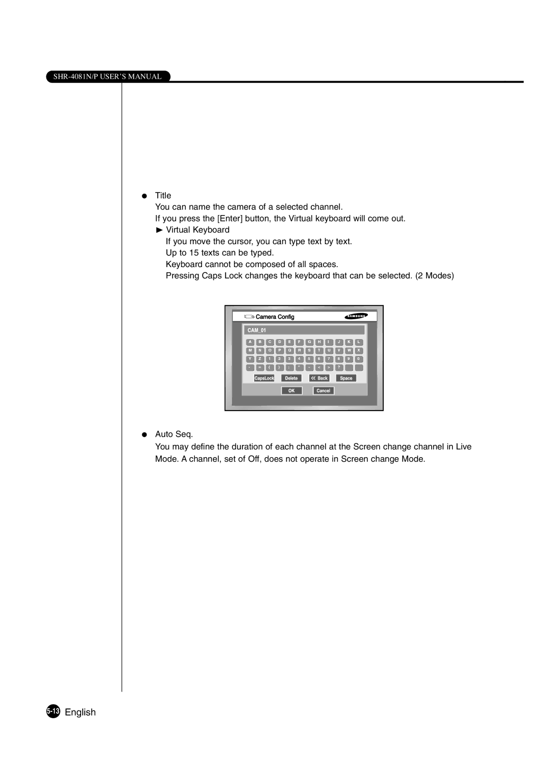 Samsung SHR-4081P manual 13English 