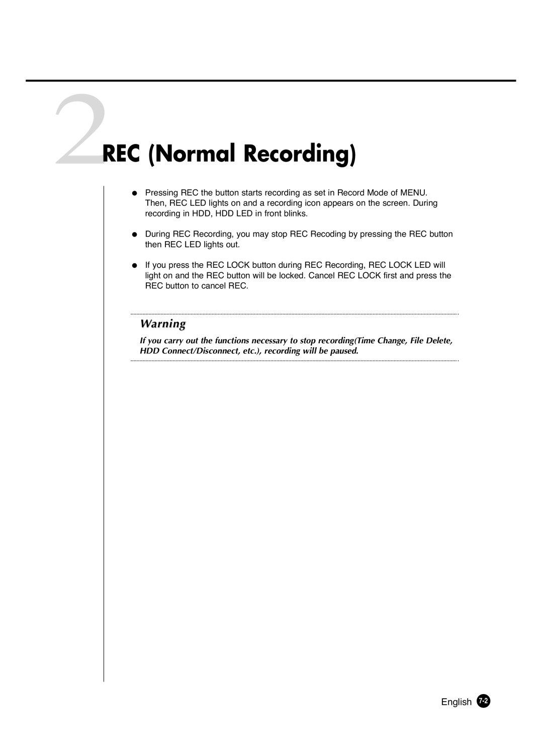 Samsung SHR-4081P manual 2REC Normal Recording, English 