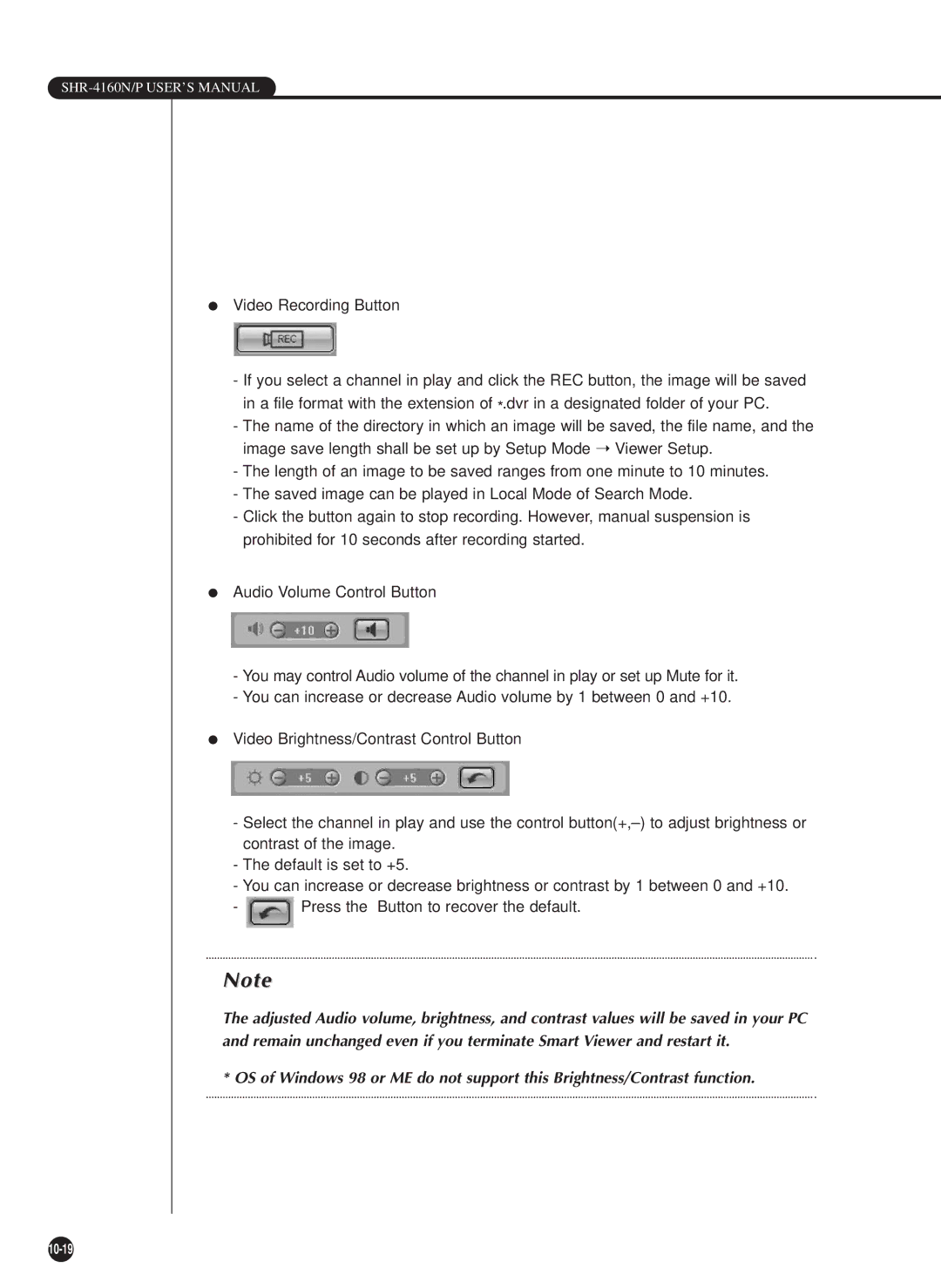 Samsung SHR-4160P, SHR-4160N user manual 10-19 