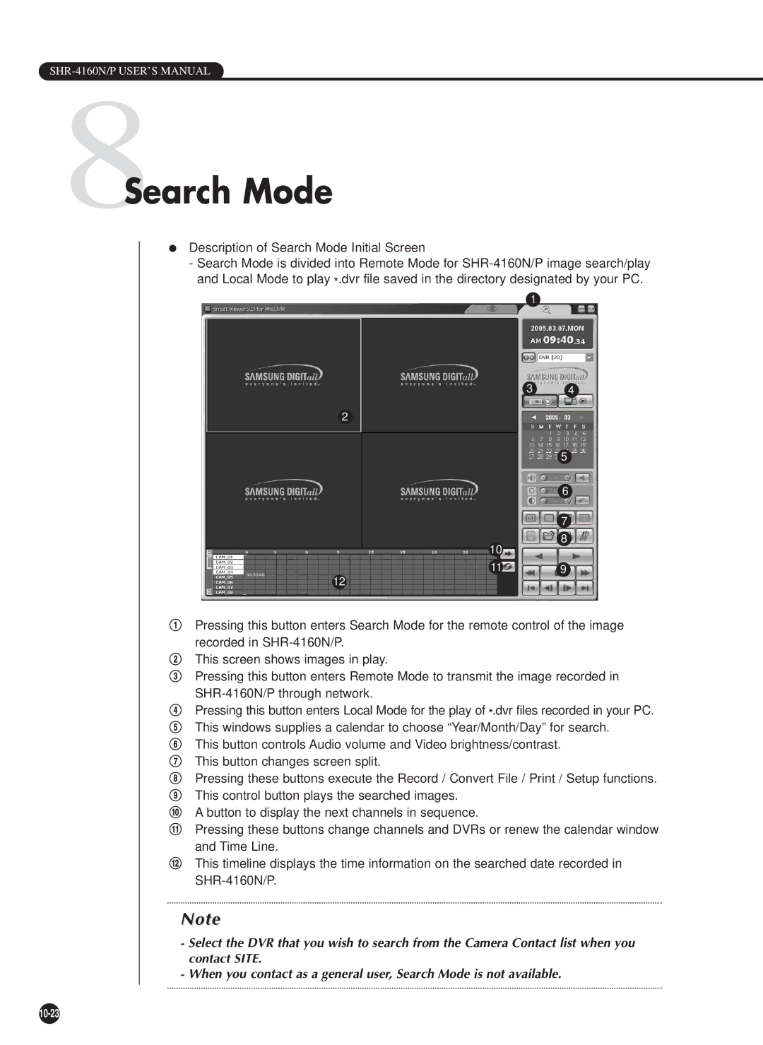 Samsung SHR-4160P, SHR-4160N user manual 8Search Mode 